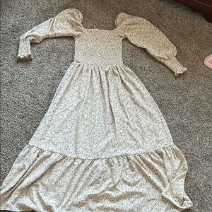 Mikarose Cream Floral Long Sleeve Maxi Dress